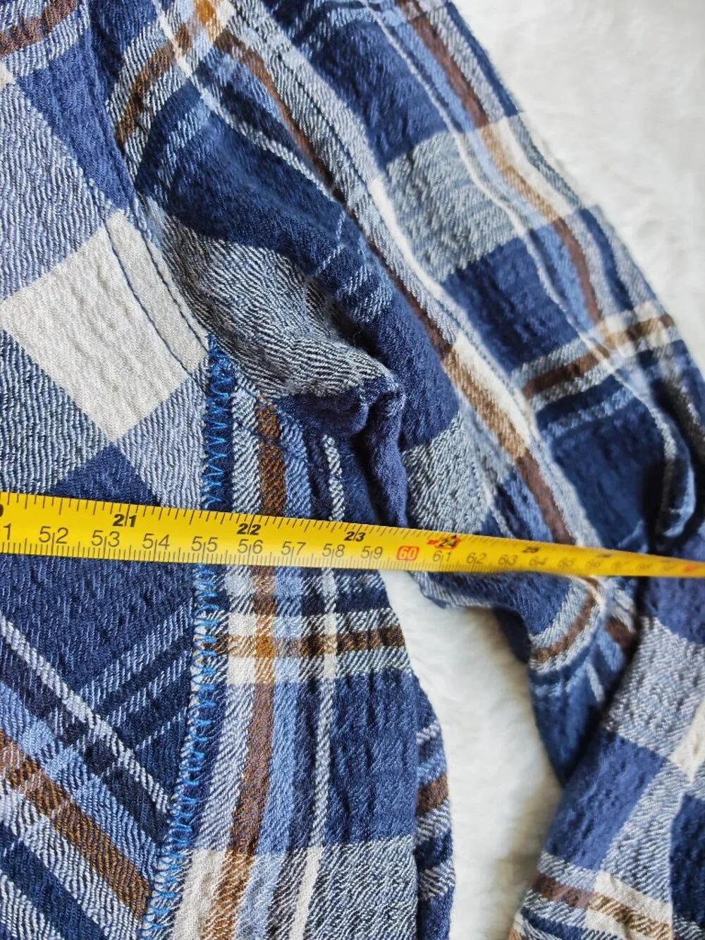 Free People We The Free By The Shore Plaid Shirt XS Blue Oversized V-Neck Pullov